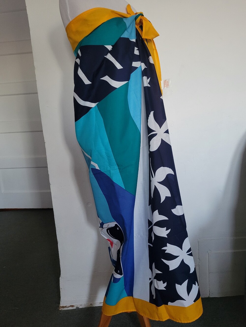 Vgt Gottex Coverup Pareo/Sarong Wrap Gold Blue White Black